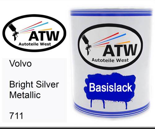 Volvo, Bright Silver Metallic, 711: 1L Lackdose, von ATW Autoteile West.